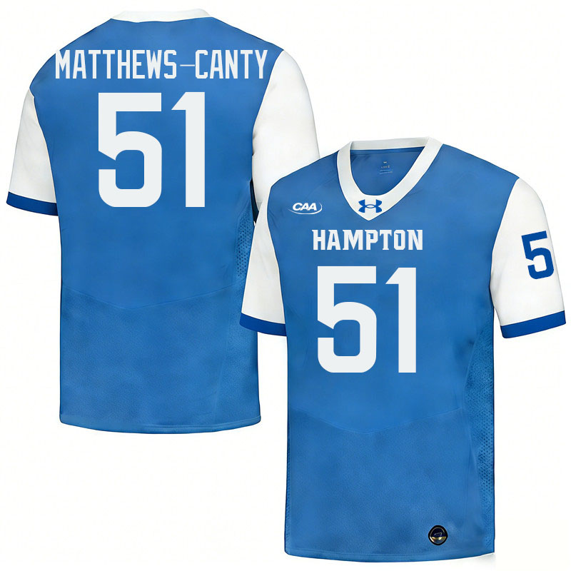 Hampton Pirates #51 Michael Matthews-Canty College Football Jerseys,Uniforms-Blue